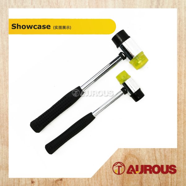 BLACK & YELLOW DOUBLE FACED RUBBER HAMMER MALLET (30MM / 40MM) - Image 2