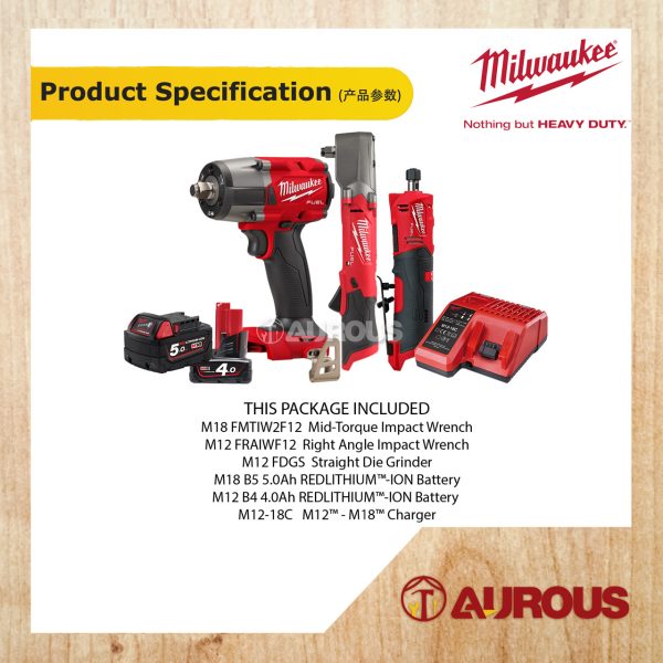 MILWAUKEE GARAGE COLLECTION (M18 FMTIW2F12-0X + M12 FDGS-0 + M12 FRAIWF12-0) - Image 3