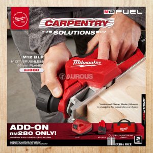 MILWAUKEE M12 BRUSHLESS 56MM PLANNER M12 BLP-0 (BARE TOOL)