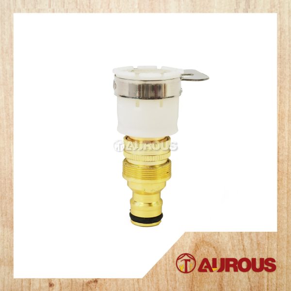 3 IN 1 FAUCET NOZZLE CONNECTOR COPPER SNAP IN TAP PIPE CONNECTOR WITH HOSE CLIP 1/2" - 3/4" (1 SET)