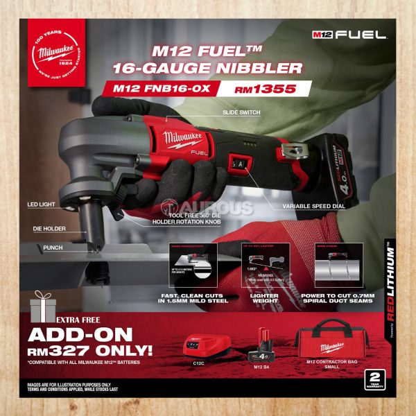 MILWAUKEE M12 FUEL 16GA NIBBLER M12 FNB16-0X (BARE TOOL)