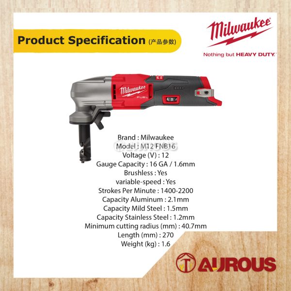 MILWAUKEE M12 FUEL 16GA NIBBLER M12 FNB16-0X (BARE TOOL) - Image 6