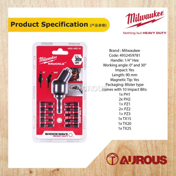 MILWAUKEE SHOCKWAVE IMPACT DUTY BITS KNUCKLE SET 11 PIECE 4932-4597-81 - Image 5