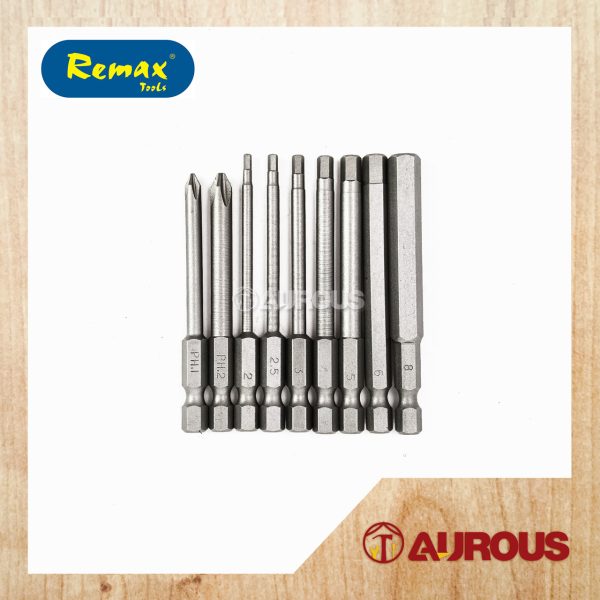 REMAX 1/4'' PHILIPS/HEX ROUND SHANK BIT PHILIPS(+) KEY SET (9 PCS/SET)