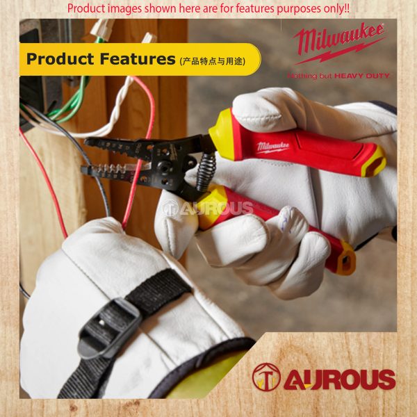 MILWAUKEE 1000V INSULATED 10-20 AWG WIRE STRIPPER & CUTTER 48-22-2214 - Image 6