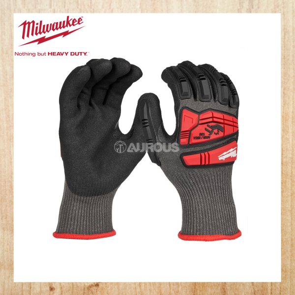 MILWAUKEE HEAVY DUTY IMPACT CUT LEVEL 5 NITRILE DIPPED GLOVES (SIZE: S/M/L/XL/XXL)