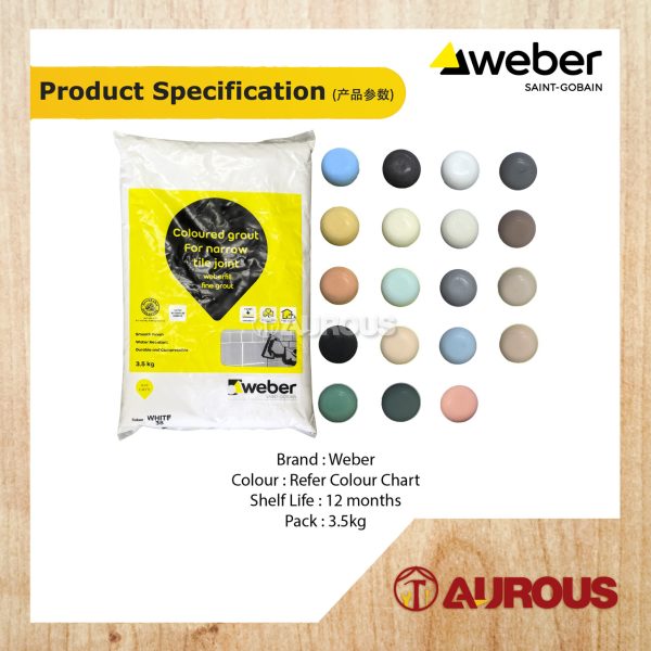 WEBER WEBERFILL FINE GROUT COLOURED GROUT FOR NARROW TILE JOINT (3.5KG) - Image 2