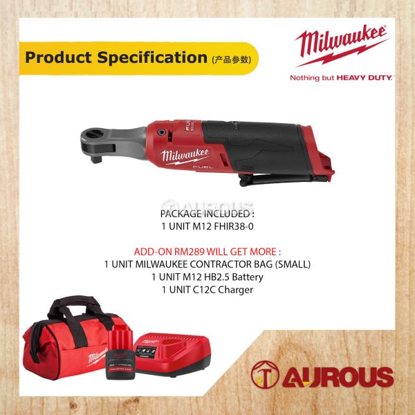 MILWAUKEE FUEL 3/8'' 47Nm HIGH SPEED RATCHET M12 FHIR38-0 (BARE TOOL) - Image 6