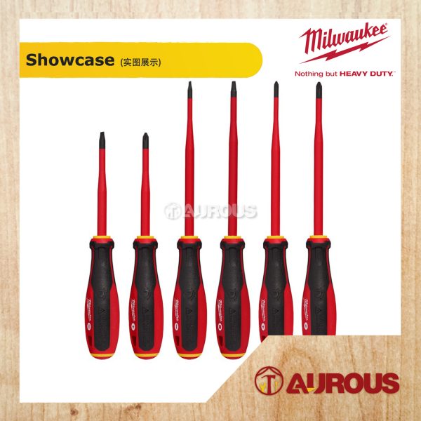 MILWAUKEE 1000V INSULATED SLIM TIP SCREWDRIVER SET 48-22-2206 (6 PCS/SET) - Image 2