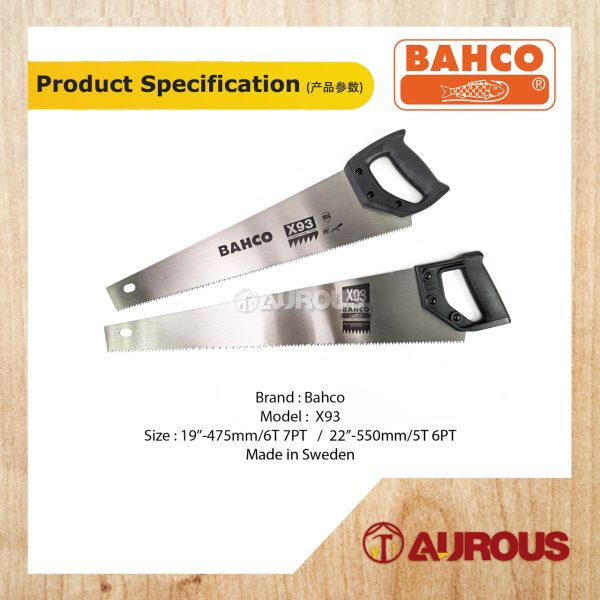BAHCO WOOD HANDSAW X93 GERGAJI KAYU TANGAN MADE IN SWEDEN (19" & 22") - Image 6
