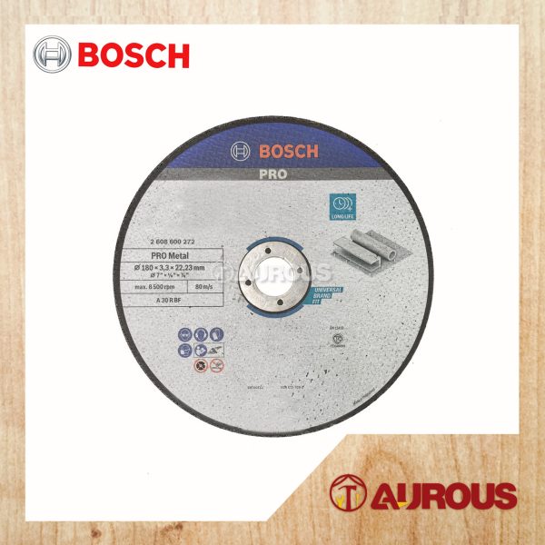 BOSCH PRO METAL BONDED CUTTING DISC 7''/180 X 3.0 X 22.23MM (2 608 600 272)