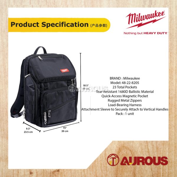 MILWAUKEE PERFORMANCE TRAVEL BACKPACK BAG 48-22-8205 (BLACK) - Aurous | Tick Hong Hardware MILWAUKEE PERFORMANCE TRAVEL BACKPACK BAG 48-22-8205 (BLACK) - Aurous | Tick Hong Hardware