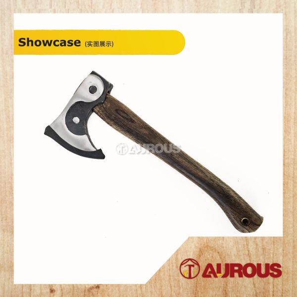 HIGH-CARBON STEEL WOOD HANDLE CAMPING AXE WITH LEATHER COVER CUTTING TOOL