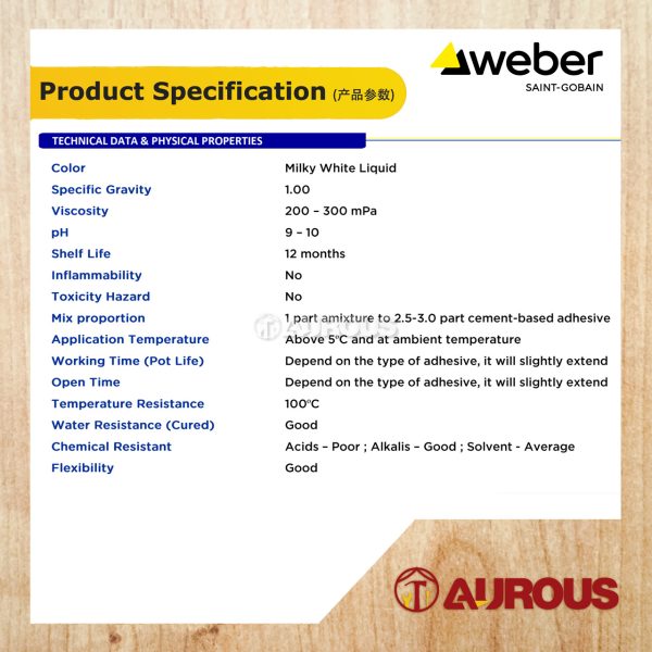 WEBER WEBERMIX STARBOND ADMIX SUSU FOR GENERAL PURPOSE LATEX ADMIXTURE (4 LITRE) - Image 3
