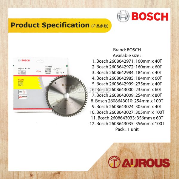 BOSCH EXPERT CIRCULAR SAW BLADE FOR WOOD (SIZE : 6'' - 14'') - 1 UNIT - Image 6