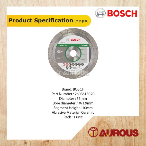 BOSCH TILE DIAMOND CUTTING DISC FOR CERAMIC 3''/76MM (2608 615 020) - Image 4
