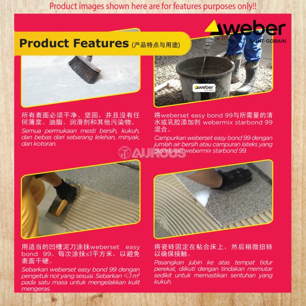 WEBER WEBERSET EASY BOND 99 CEMENT GUM C1 GRADE TILE ADHESIVE FOR CERAMIC TILE (25KG) - Image 6