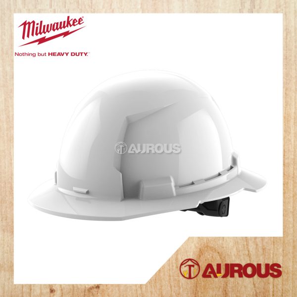 MILWAUKEE WHITE BOLT FULL BRIM HARD HAT W/ 6 PT RATCHETING SUSPENSION SAFETY HELMET - TYPE 1, CLASS E (48-73-1121)
