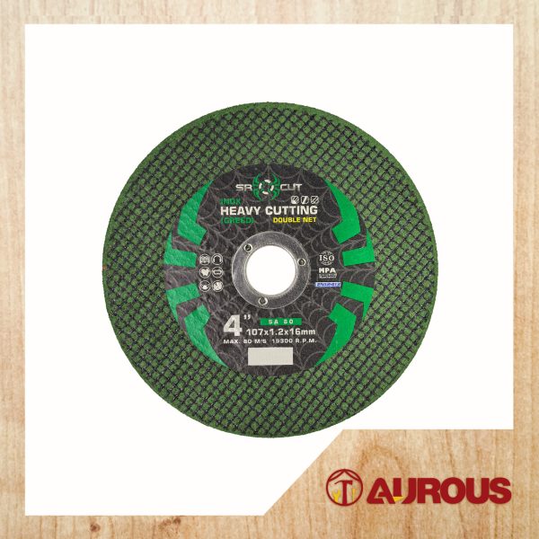 SROCUT INOX FIBRE CUTTING DISC WITH DOUBLE NET 4'' 107MM X 1.2MM X16MM (GREEN)