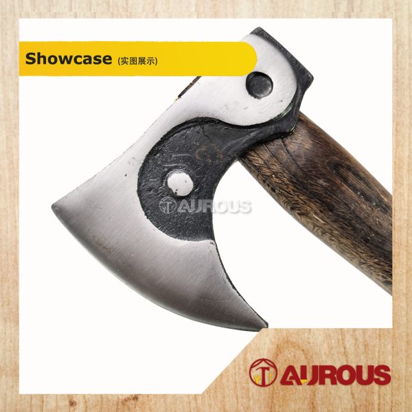 HIGH-CARBON STEEL WOOD HANDLE CAMPING AXE WITH LEATHER COVER CUTTING TOOL - Image 4