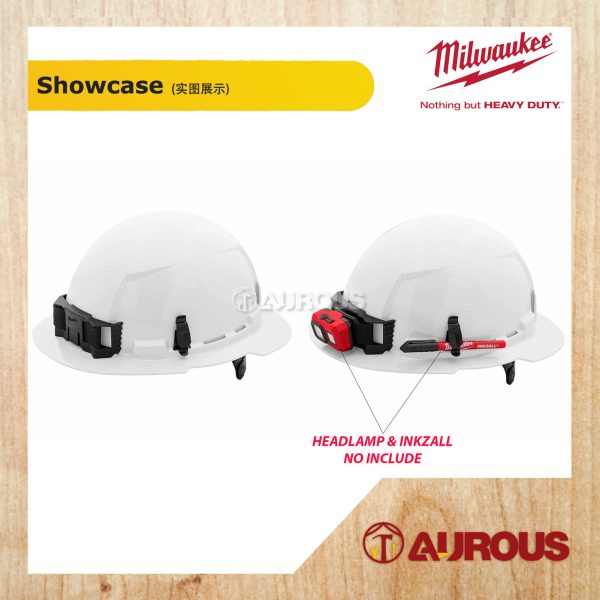 MILWAUKEE WHITE BOLT FULL BRIM HARD HAT W/ 6 PT RATCHETING SUSPENSION SAFETY HELMET - TYPE 1, CLASS E (48-73-1121) - Image 4
