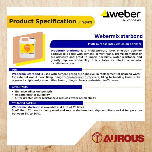 WEBER WEBERMIX STARBOND ADMIX SUSU FOR GENERAL PURPOSE LATEX ADMIXTURE (4 LITRE) - Image 4