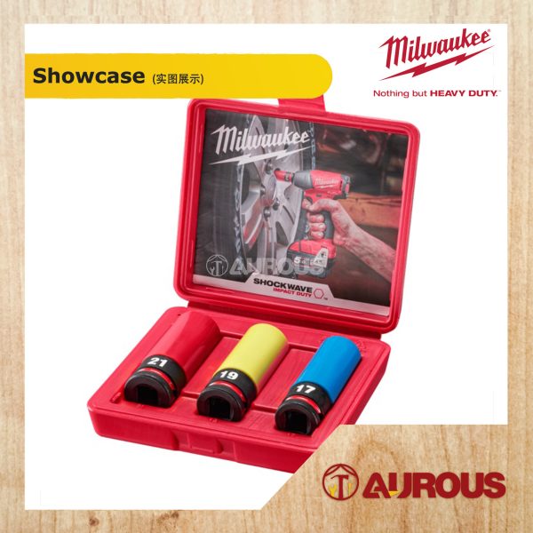 MILWAUKEE AUTOMOTIVE SPANNER SOCKET LUG NUT SET 17, 19, 21MM (1/2'' SOCKET SIZE) 49-66-7834 - Image 3