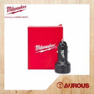MILWAUKEE PREMIUM CAR CHARGER 2 USB PORTS ADAPTOR (BLACK)