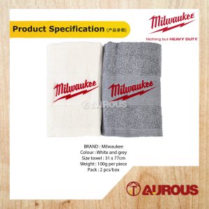 MILWAUKEE PREMIUM HAND TOWEL GREY & WHITE (2PCS/SET) - Image 7