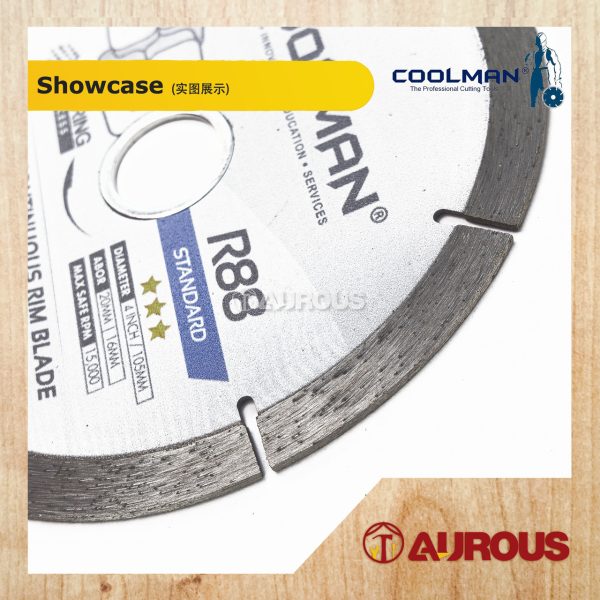 COOLMAN 88 SERIES R88 U SLOT CONTINUOS RIM DIAMOND CUTTING DISC 4" / 105MM (DRY) - Image 3