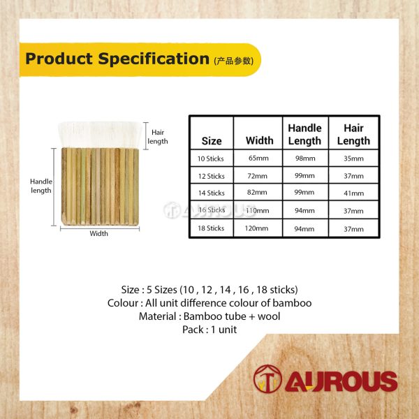 BAMBOO HANDLE WOOL BRUSH FOR PAINTING SHELLAC AND VARNISH (10 , 12 , 14, 16 , 18 STICKS) - Image 6