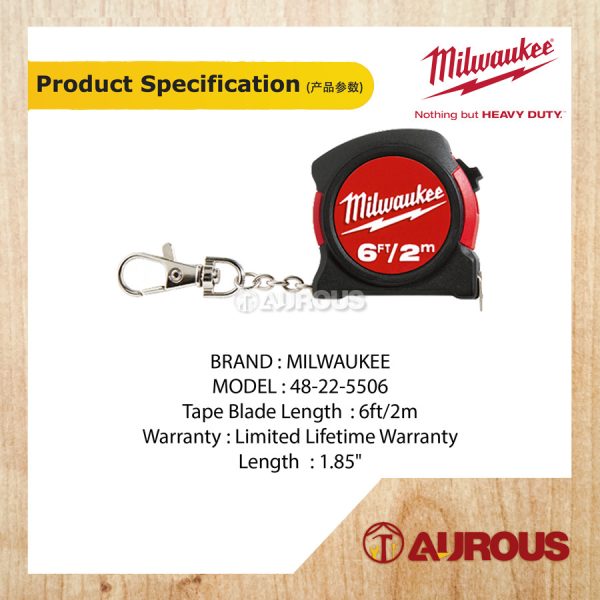 MILWAUKEE KEY CHAIN MEASURING TAPE 2 METER 48-22-5506 - Image 4