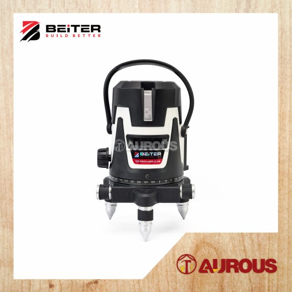 BEITER AUTO LASER 5 LINE LASER LEVEL LD-548 GREEN + PREMIUM ALUMINIUM ELEVATING TRIPOD 1.5M T145 (BLACK)