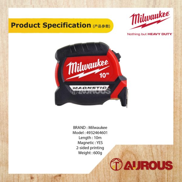 MILWAUKEE COMPACT MEASURING TAPE 10M MAGNETIC 4932464601 - Image 6