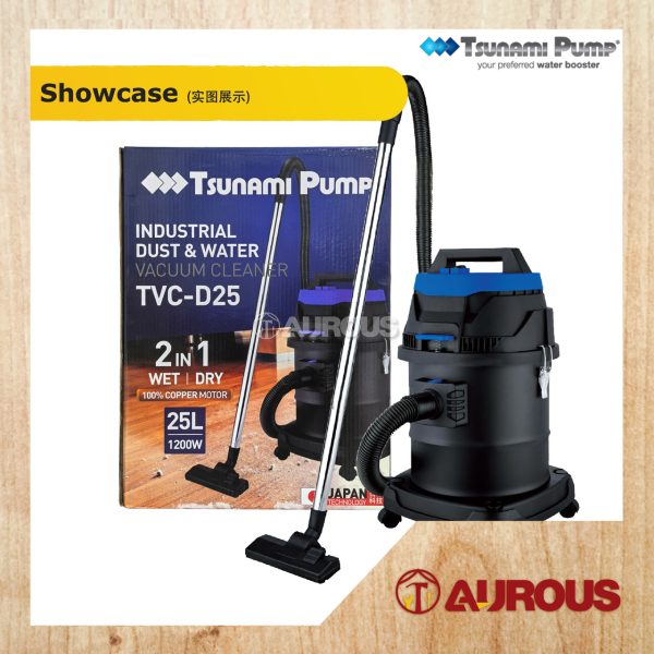 TSUNAMI PUMP 2 IN 1 INDUSTRIAL DUST & WATER VACUUM CLEANER TVC-D25 1200W (100% COPPER MOTOR) - Image 2