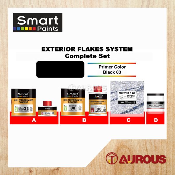 SMART EPOXY HIGH PERFORMANCE COATING EXTERIOR FLAKES COMPLETE SET (PRIMER BLACK 03 + TOPCOAT + FLAKE + ANTI-SLIP POLYMER)