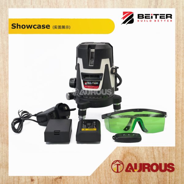 BEITER AUTO LASER 5 LINE LASER LEVEL LD-548 GREEN + PREMIUM ALUMINIUM ELEVATING TRIPOD 1.5M T145 (BLACK) - Image 4