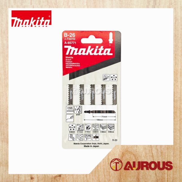 MAKITA WOOD JIG SAW BLADE B-26 HARDWOOD A-85771 (5PC/SET)