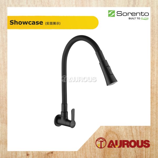 SORENTO FLEXIBLE HOSE PILLAR/WALL MOUNTED SINK TAP KITCHEN TAP SRTWT5830-BL/SRTWT5831-BL - Image 2