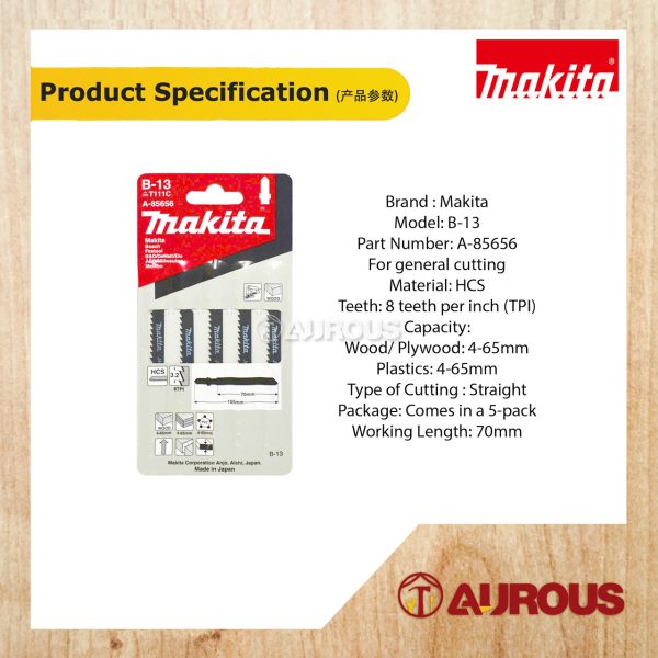 MAKITA WOOD JIG SAW BLADE B-13 100MM A-85656 (5PC/SET) T111C - Image 4