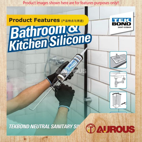 TEKBOND NEUTRAL SANITARY SILICONE SEALANT FOR BATHROOM & KITCHEN 85ML (BLACK, CLEAR, WHITE) - Image 6