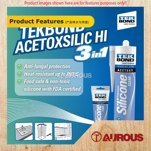TEKBOND ACETOXY HI PERFORMANCE SILICONE SEALANT FOR GENERAL PURPOSE 85ML (BLACK, CLEAR, WHITE) - Image 6