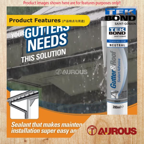 TEKBOND NEUTRAL GUTTER AND ROOF HYBRID SILICONE POLYMER SEALANT - GREY 280ML - Image 3