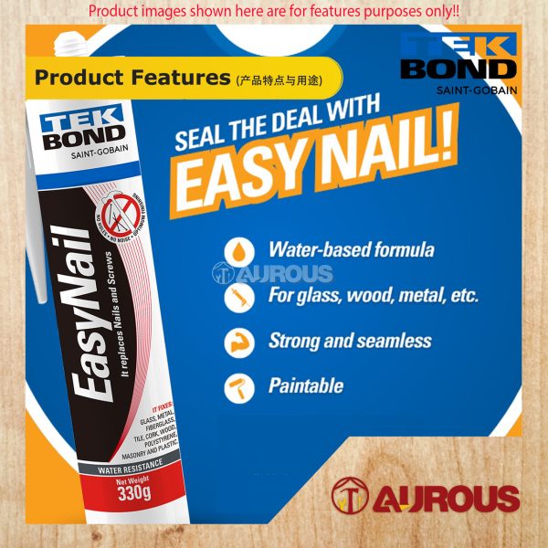 TEKBOND EASYNAIL WATER BASED SOLVENT CONSTRUCTION ADHESIVE - YELLOW 330G - Image 3
