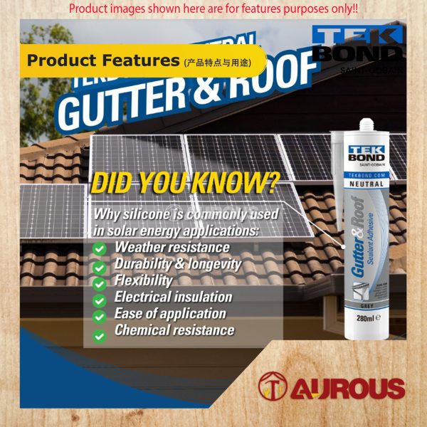 TEKBOND NEUTRAL GUTTER AND ROOF HYBRID SILICONE POLYMER SEALANT - GREY 280ML - Image 4