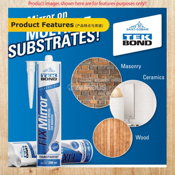 TEKBOND ALKOXY NEUTRAL CURE FIX MIRROR SILICONE SEALANT 280ML - Image 4