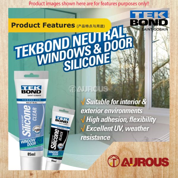 TEKBOND NEUTRAL WINDOW & DOOR HI WEATHERPROOF SILICONE SEALANT 280ML (BLACK, CLEAR, WHITE) - Image 6