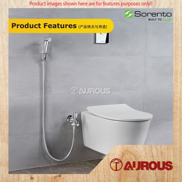 SORENTO HAND BIDET C/W 1.2M PVC FLEXIBLE HOSE SPRAY SET WITH HOLDER SRT83-CR (CHROME) - Image 4