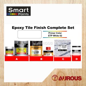 SMART EPOXY TILE FINISH COMPLETE SET (PRIMER ETP WHITE 02 + 2K PU 22 + FLAKE + ANTI-SLIP POLYMER)