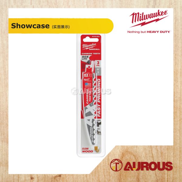 MILWAUKEE 6'' 3TPI AX PRUNING SAWZALL BLADE WITH CARBIDE TEETH 48-00-5331 (3 PCS/PKT) - Image 2